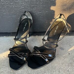 Nine West Glossy Black Strappy Heels